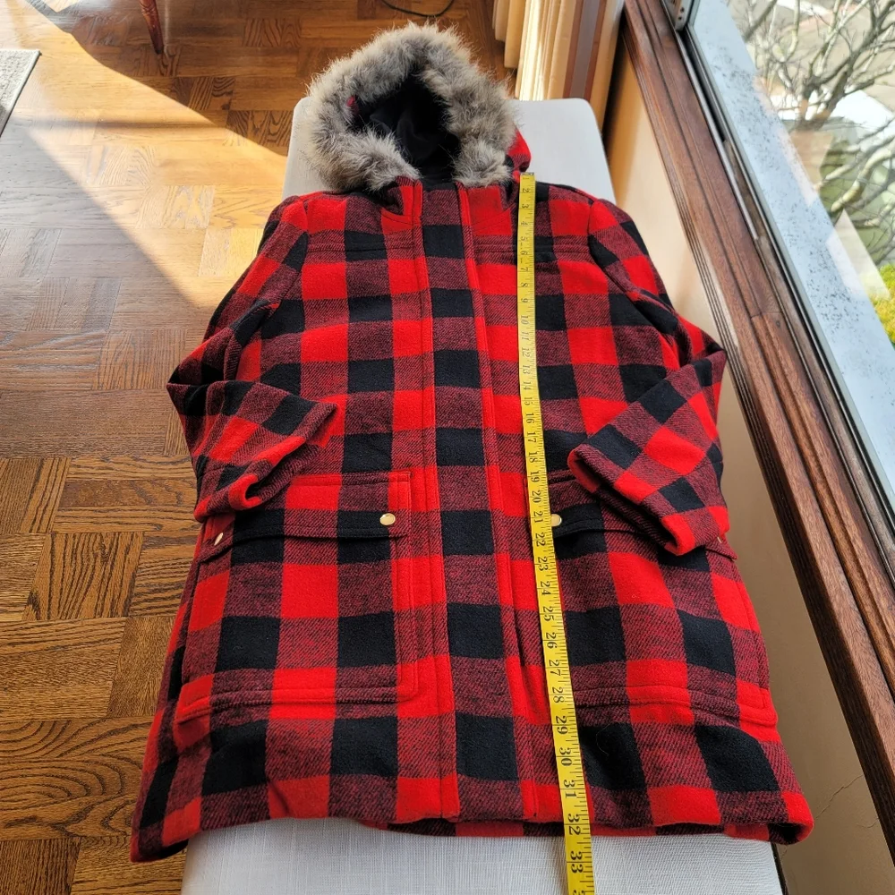 NEW J.Crew sz 12 Vail Parka Buffalo Plaid Wool Pea Coat Hood Classic NWT - Picture 4 of 14